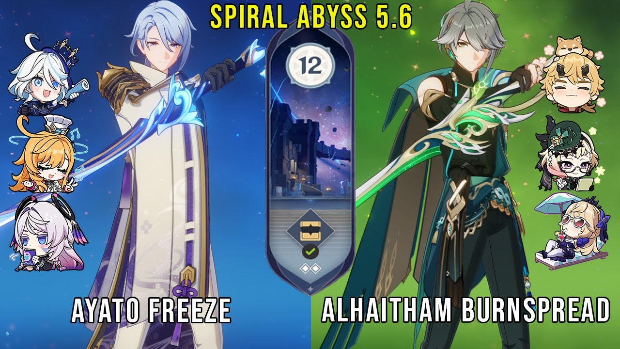 C0 Ayato Freeze and C0 Alhaitham Burnspread | Genshin Impact Abyss 5.6 Floor 12 9 Stars