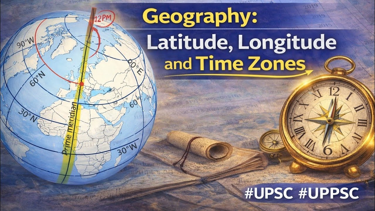 Latitude, Longitude & Time Zones Made Easy #geography #upsc #uppsc #pcs #prelims2026 #iaspcsmaster 