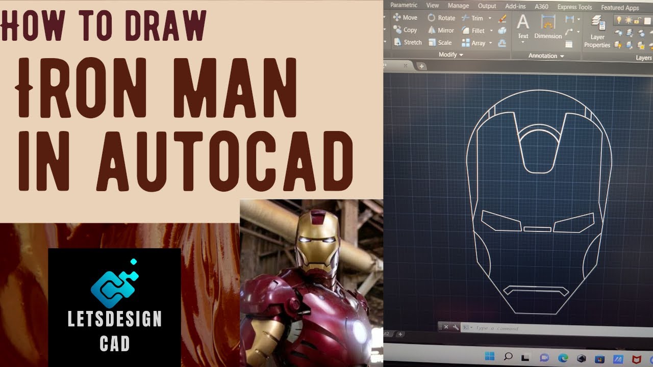 Iron man design in autocad