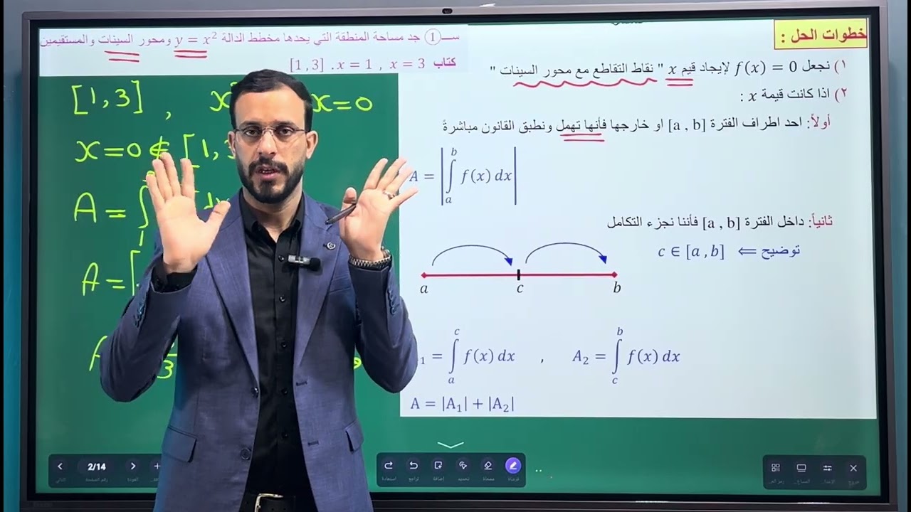 الفصل الرابع / التكامل / محاضرة 20/ ايجاد المساحة  ج 1 