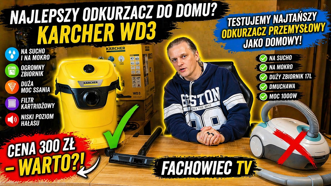 Najlepszy odkurzacz do domu Karcher WD3. Testujemy najtańszy odkurzacz przemysłowy jako domowy ;)