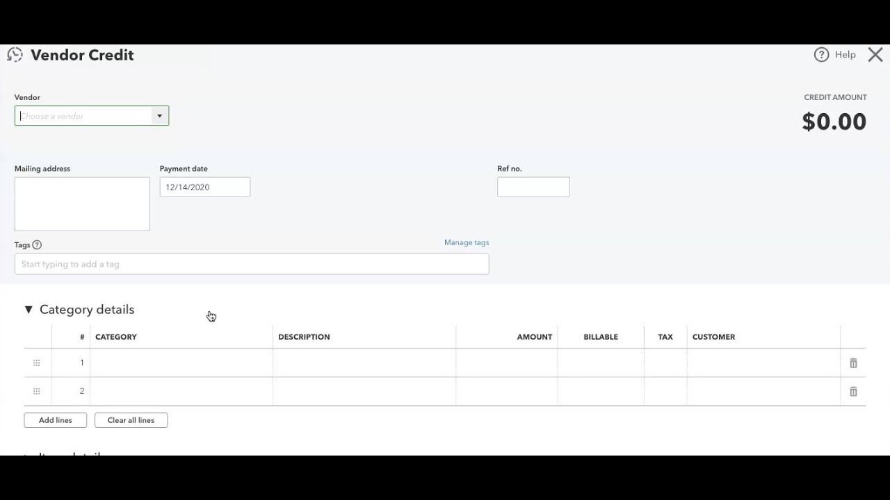 Vendor Credits in QuickBooks Online 2023