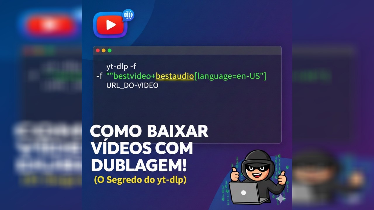 COMO BAIXAR VÍDEOS DO YOUTUBE COM DUBLAGEM! (O Segredo do yt-dlp que poucos conhecem)