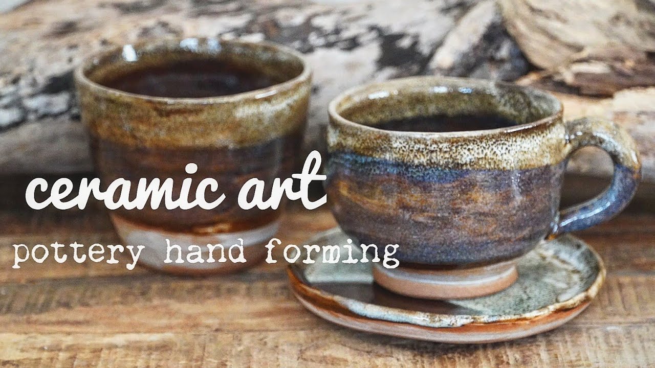 「陶芸」pottery/making a cups/手びねりでcoffee cupとdrink cupを造った【いろいろ作るchannel】なかなか良い感じだった