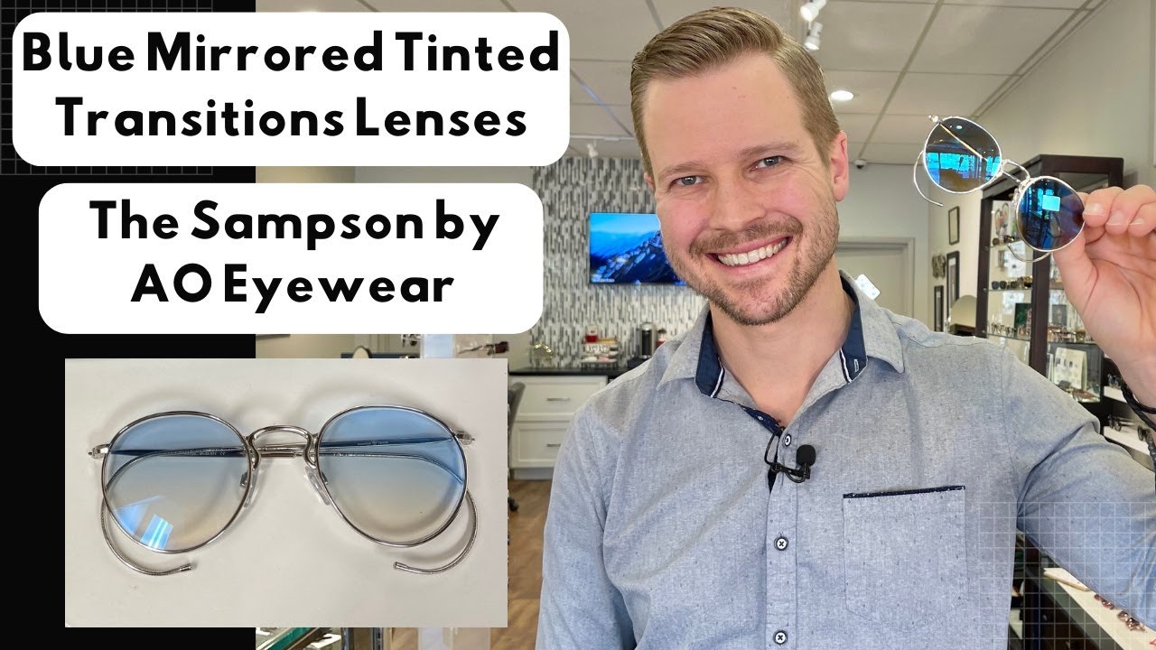 Blue Mirrored Tinted Transitions Lenses | AO Eyewear Sampson