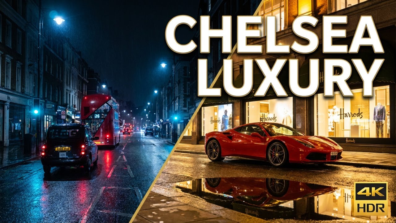 London Chelsea Luxury | King's Road Night Walk | 4K HDR