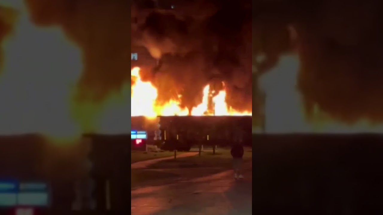 Burning train in Canadian city