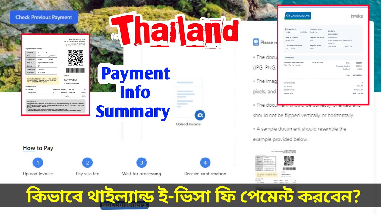 How to Pay Thailand eVisa fee (Payment Info Summary) || থাইল্যান্ড ই-ভিসার আবেদন ফি প্রদান করুন