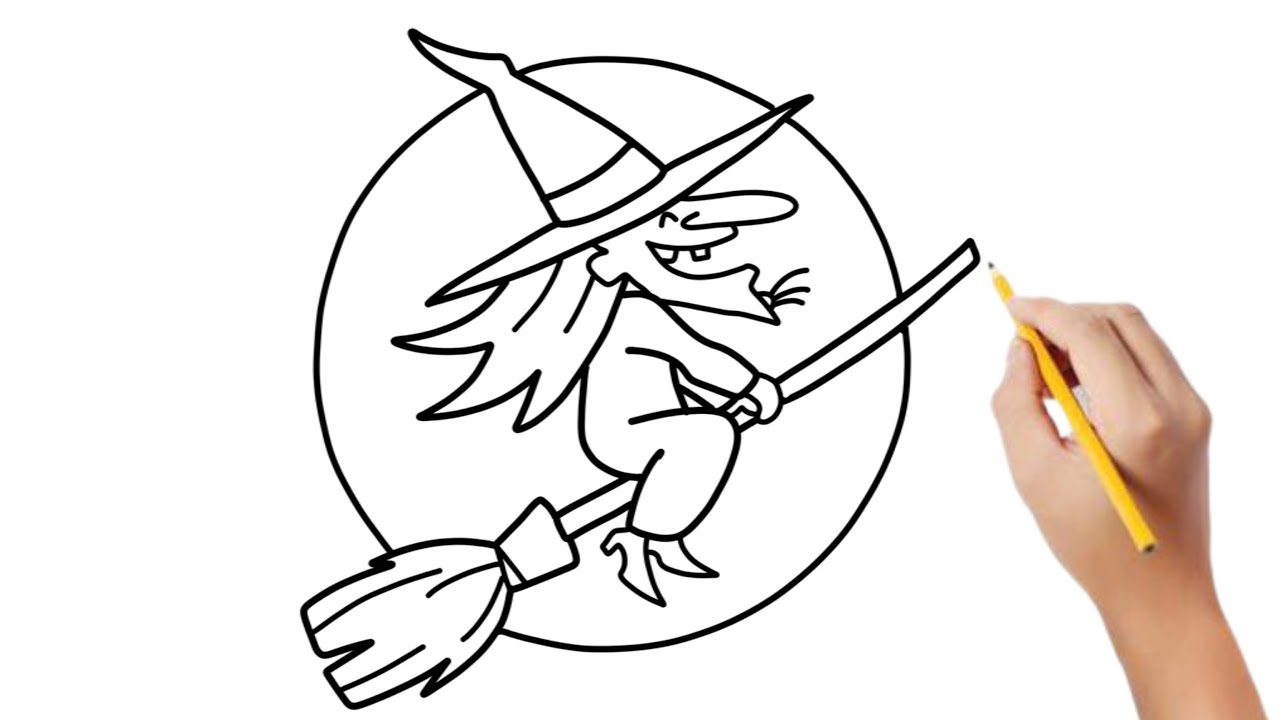 COMO DESENHAR UMA BRUXA - PASSO A PASSO - DESENHO HALLOWEEN