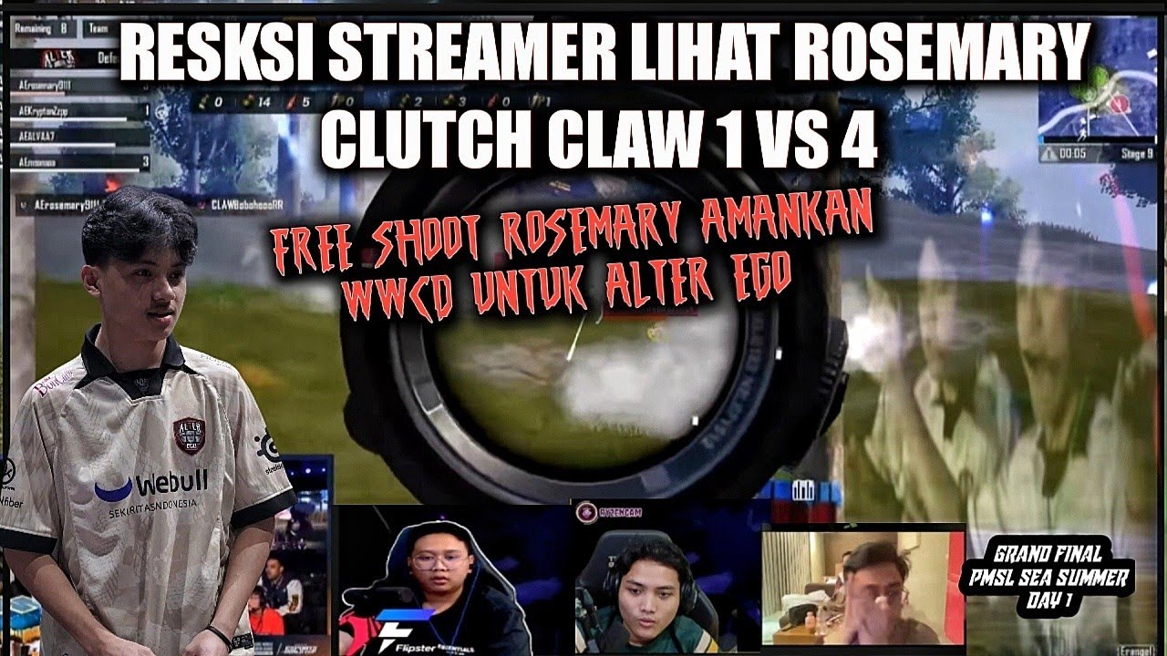 RESKSI STREAMER LIHAT ROSEMARY CLUTCH CLAW 1 VS 4 🔴 FREE SHOOT ROSEMARY AMANKAN WWCD UNTUK ALTER EGO
