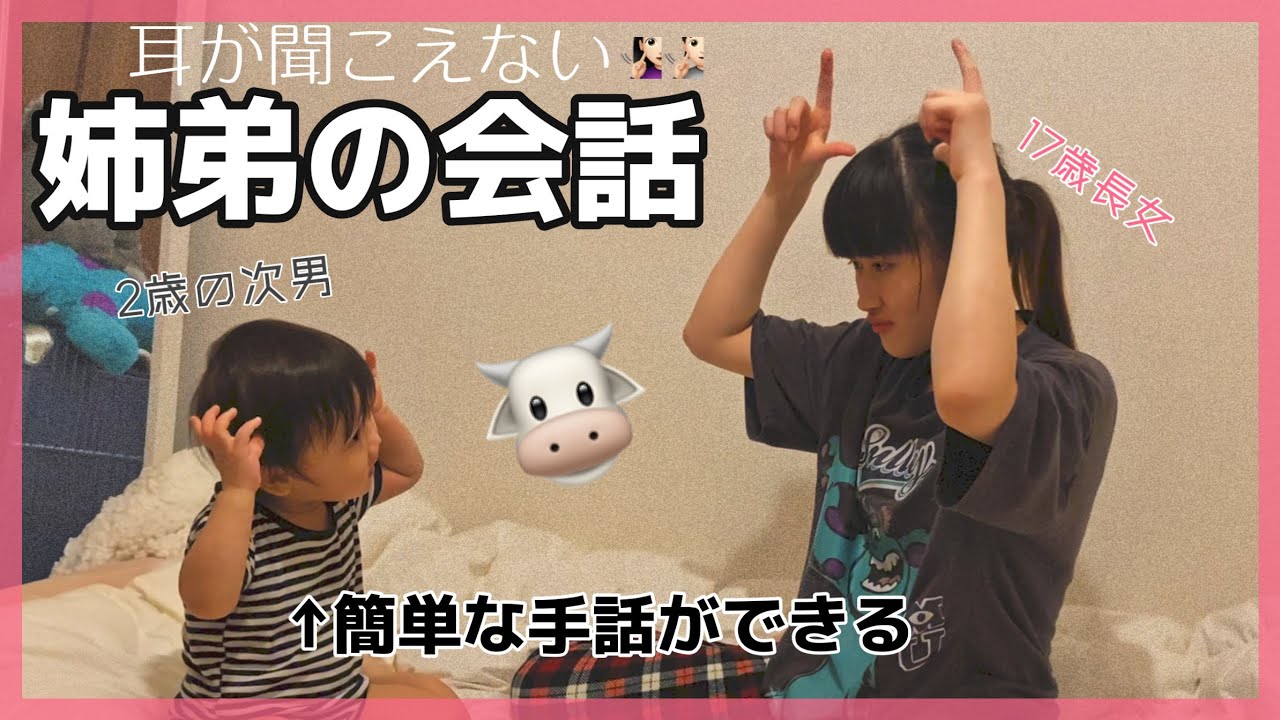 【弟と姉】耳が聞こえない2歳の手話ってどんな感じ？？