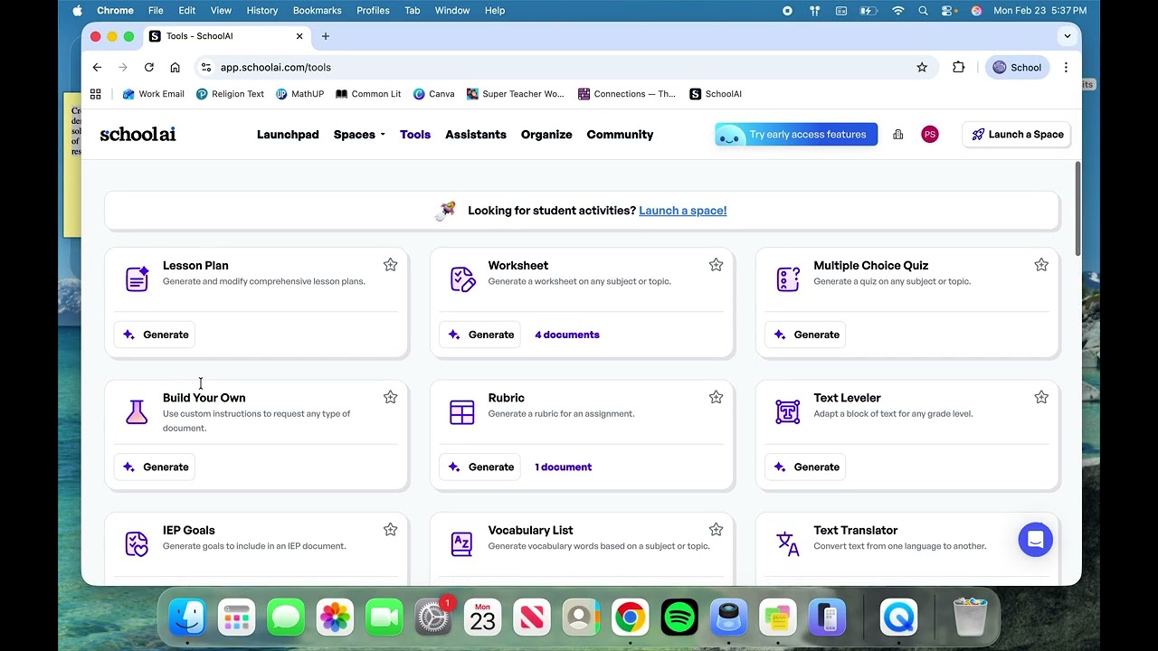 SchoolAI - Worksheet Generator