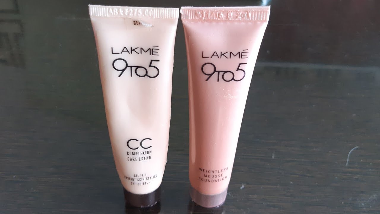 Lakme 9 to 5 weightless mousse foundation vs lakme 9 to 5 CC cream review,