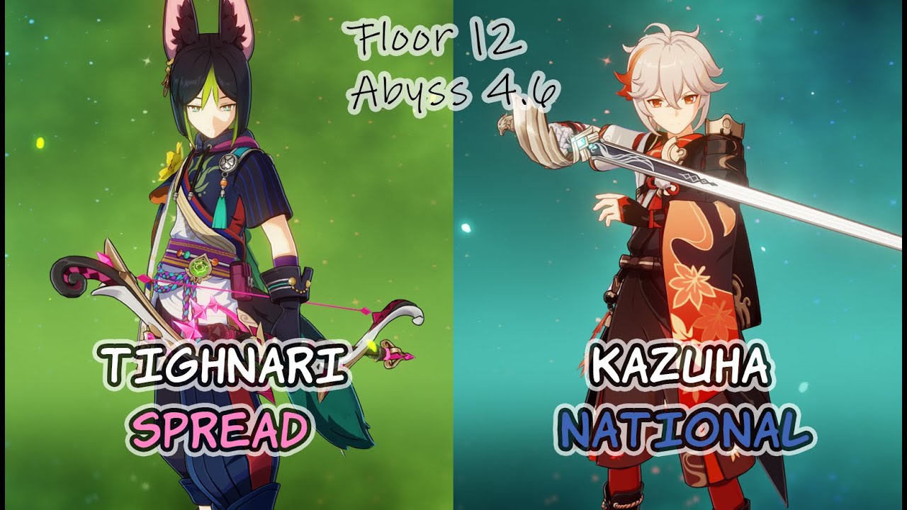 Tighnari Spread x Kazuha National | Genshin Impact 4.6 Spiral Abyss Floor 12 9 Stars