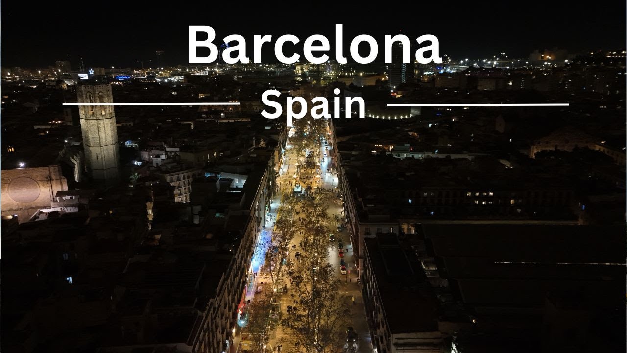Barcelona - day and night by drone in cinematic 4K