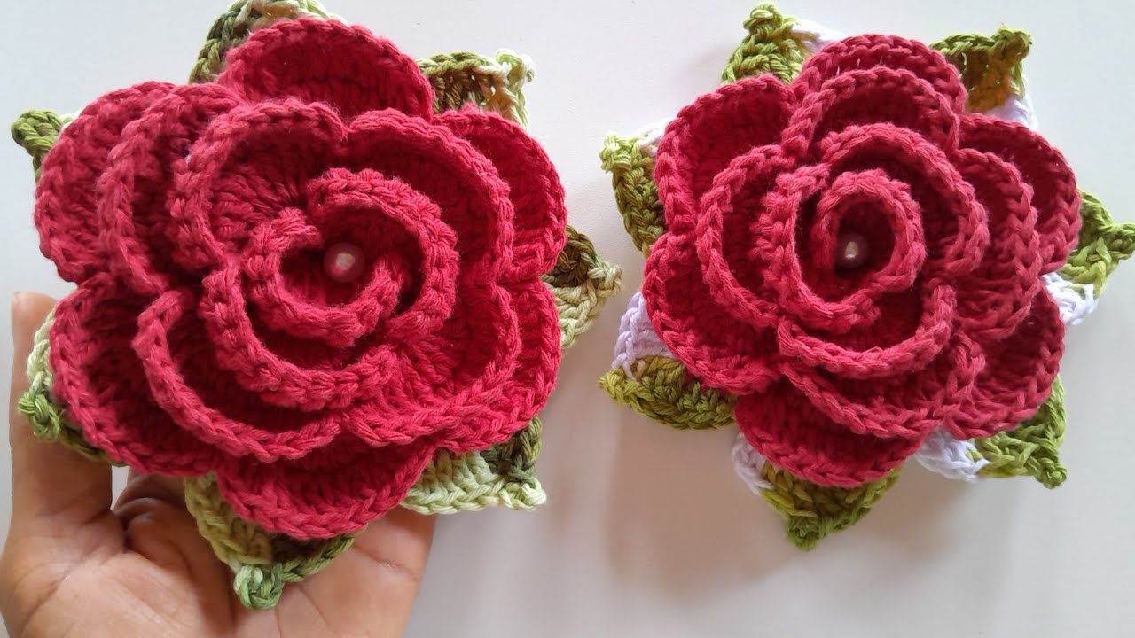 ROSA DE CROCHÊ EMROLADA PASSO A PASSO 🌸 COM BARBANTES