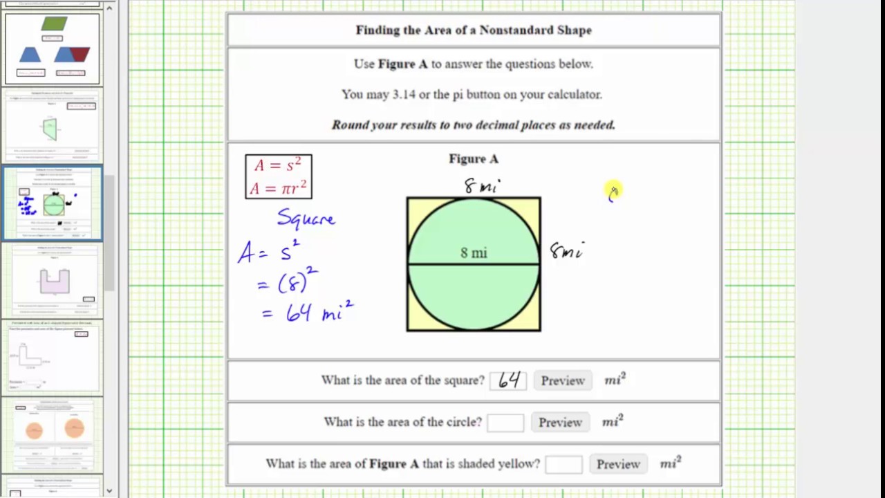 Find the Area Inside a Square and Outside a Circle