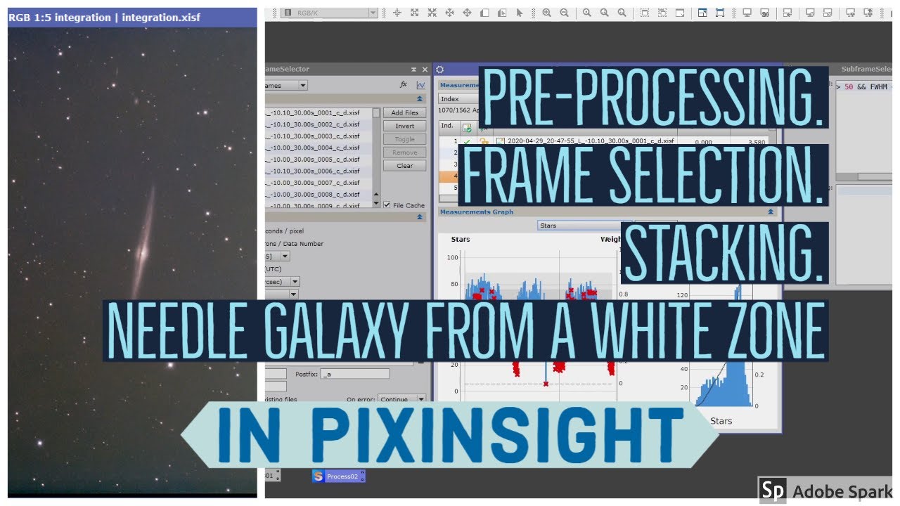 Needle Galaxy from White Zone?! Pre-processing and selecting over 1500 subframes in PixInsight!