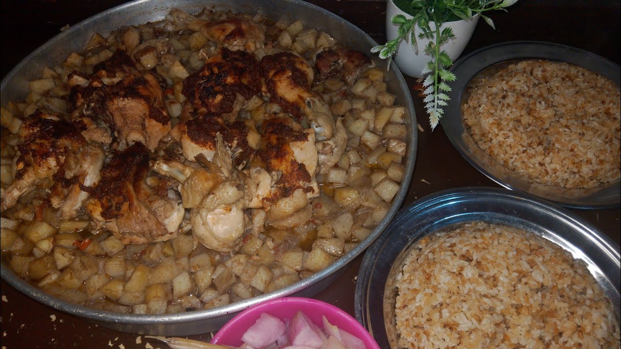 صنيه فراخ 🐓🥔مع بطاطس مكعبات الطعم ملوش حل😋