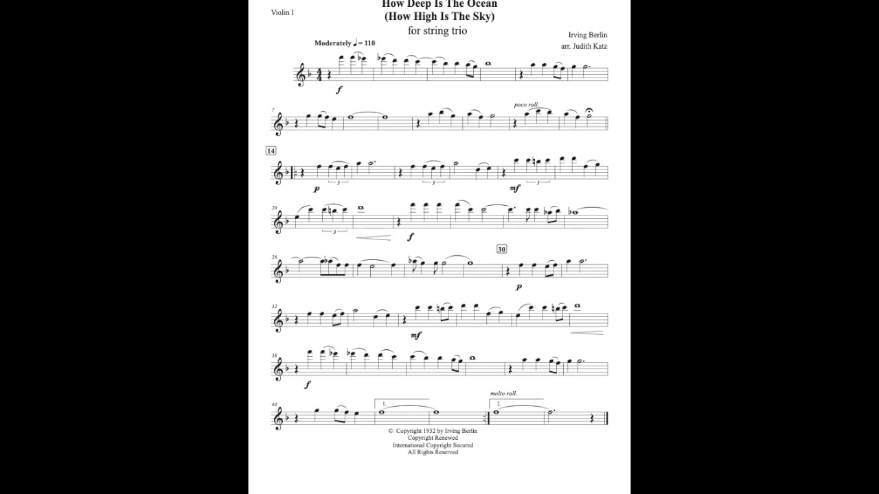 How Deep Is The Ocean - for string trio