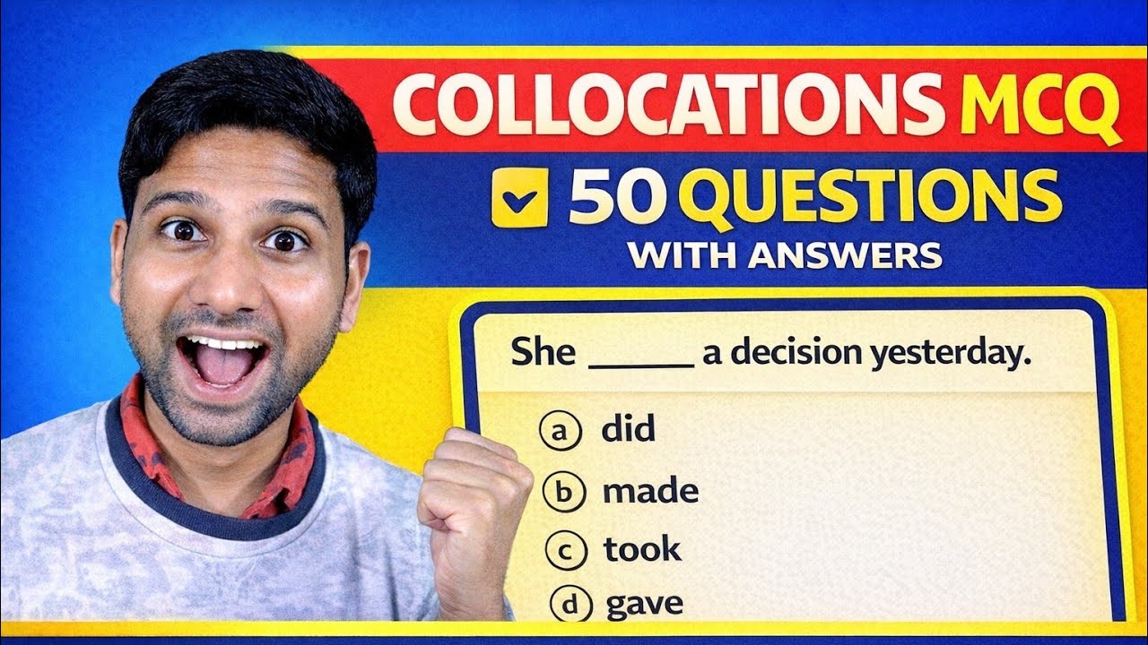 50 MCQs on Collocations | English Grammar Practice Test