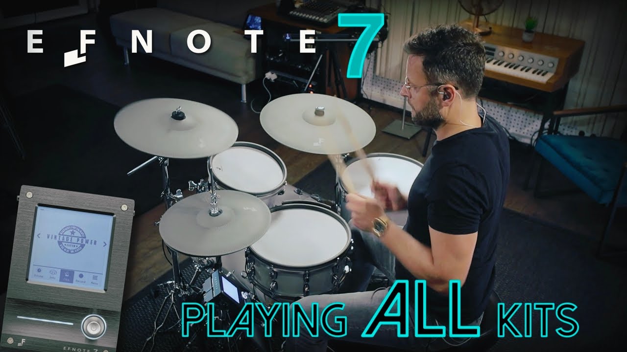 Efnote 7 e-drums sound module playing ALL kits - BINGE ALERT!