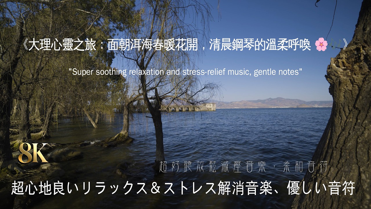 【8K·钢琴疗愈】大理心靈之旅：面朝洱海春暖花開，清晨鋼琴的溫柔呼喚 🎶  #清晨音樂 #冥想 #睡眠音樂 #輕音樂 #自然聲音#溪流聲 #放鬆 #空靈音樂 #心靈音樂 #深呼吸 #心靈療癒#清晨音樂