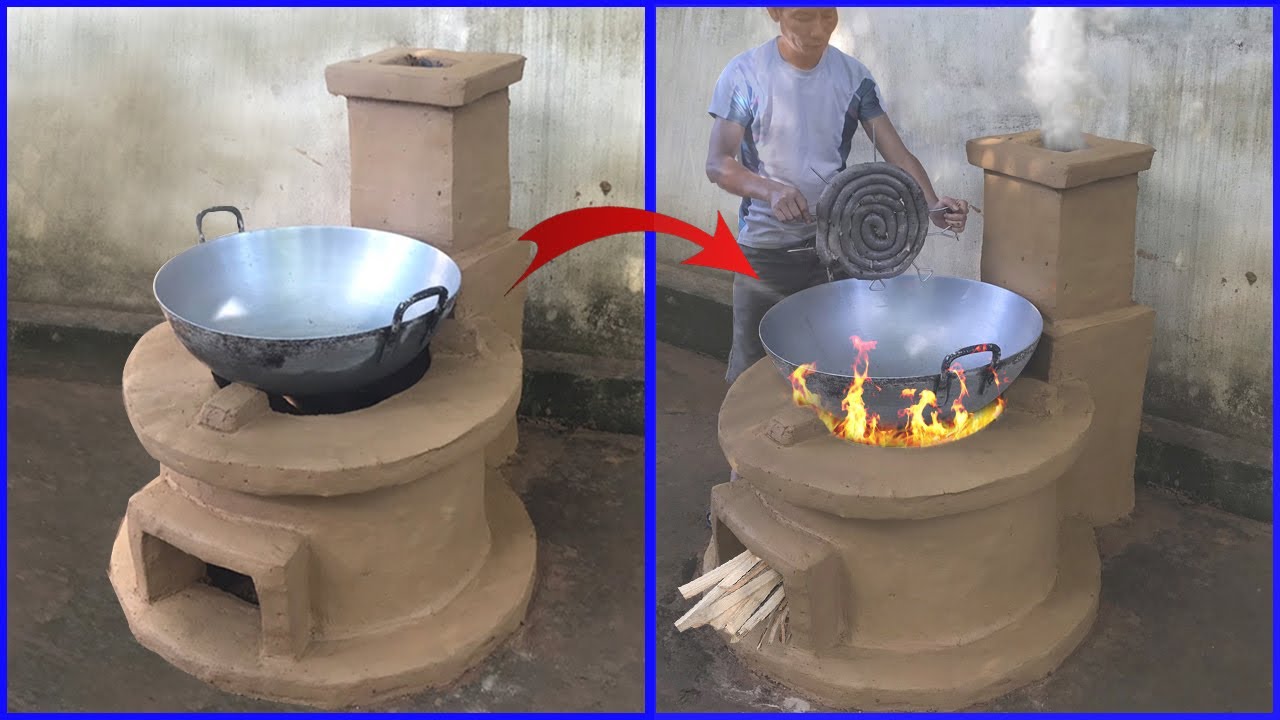 How To Build A Stove From Clay & Bricks And  A Big Sausage
