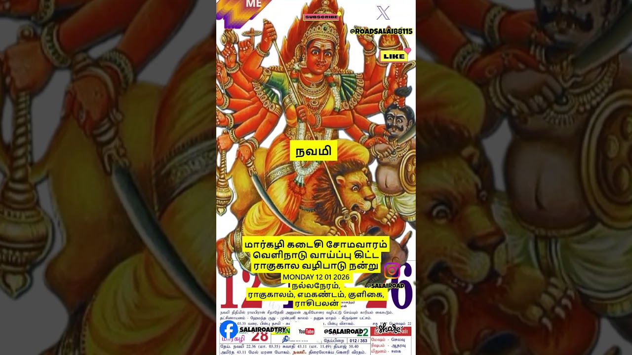 MONDAY 12.01.26 நல்லநேரம் ராகுகாலம் எமகண்டம் குளிகை ராசிபலன் Today Nallaneram Rahukalam Rasipalan