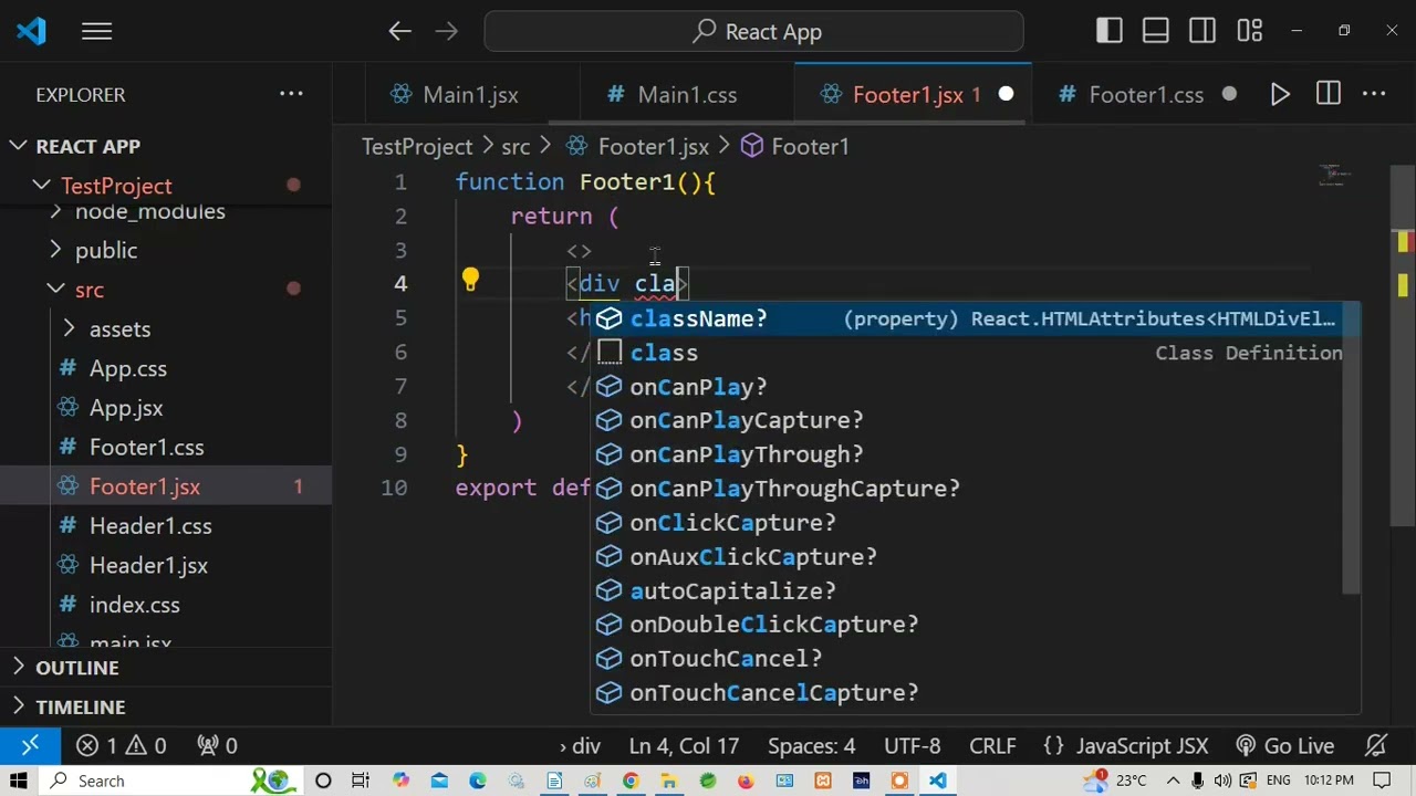 Web page layout using React and Props