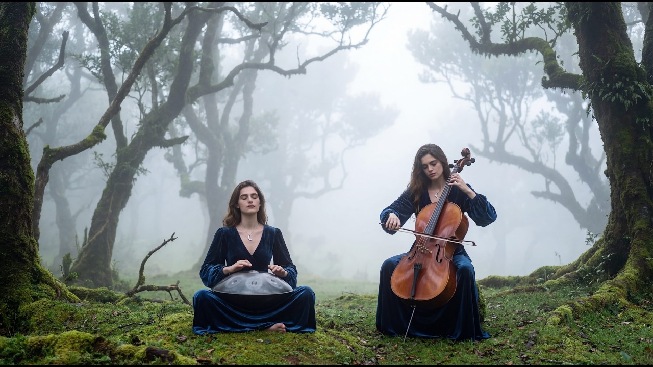 🌫️ Whispers of the Mist | Deep Handpan & Ambient Cello in the Ancient Laurel Forest (1-Hour Zen)
