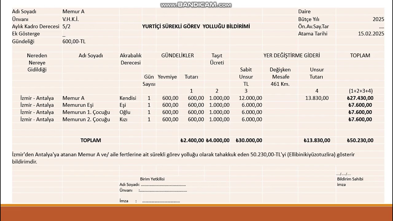 SÜREKLİ GÖREV YOLLUĞU HESAPLAMA
