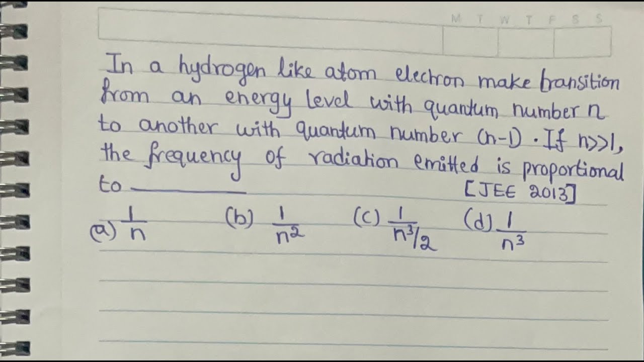 Determination of relationship between frequency and principle quantum number