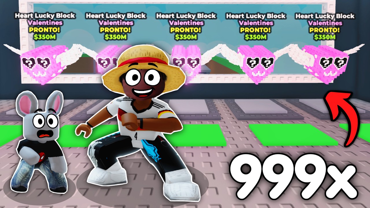 ABRI 100 LUCKY BLOCKS DE CORAÇÃO no ROUBE O BRAINROT! BASE LOTADA DE LUCKY BLOCK (TIVE SORTE?)