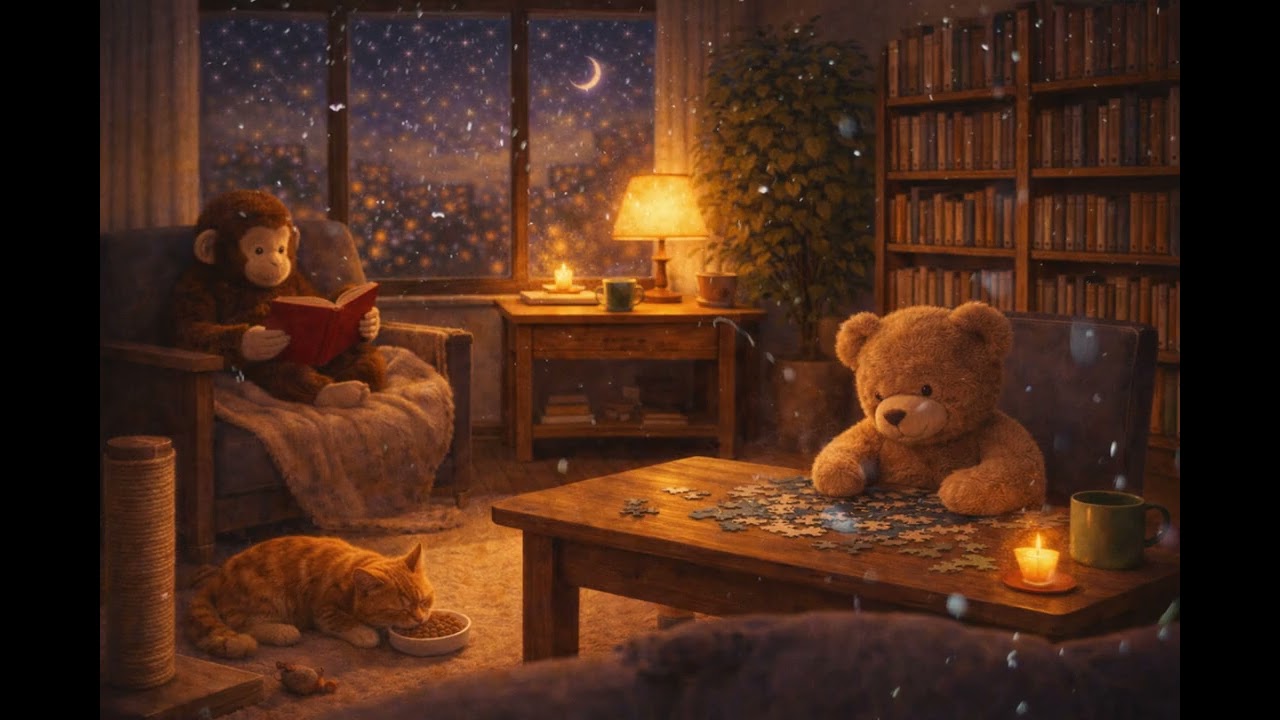 45 min Warm Cozy Ambient Music for TV  🔥  | Calm & Still | No Vocals