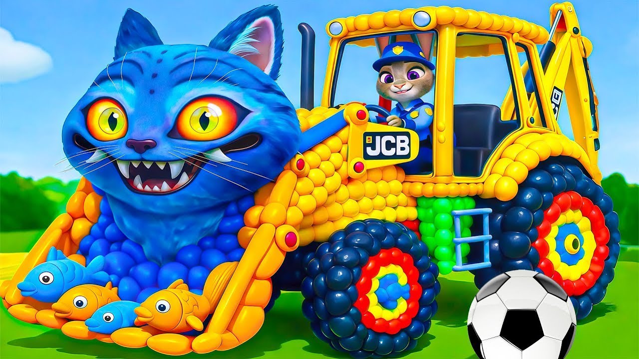 The mascot vibrato assistant JCB and Tractor placed on the football field is popular, co produced