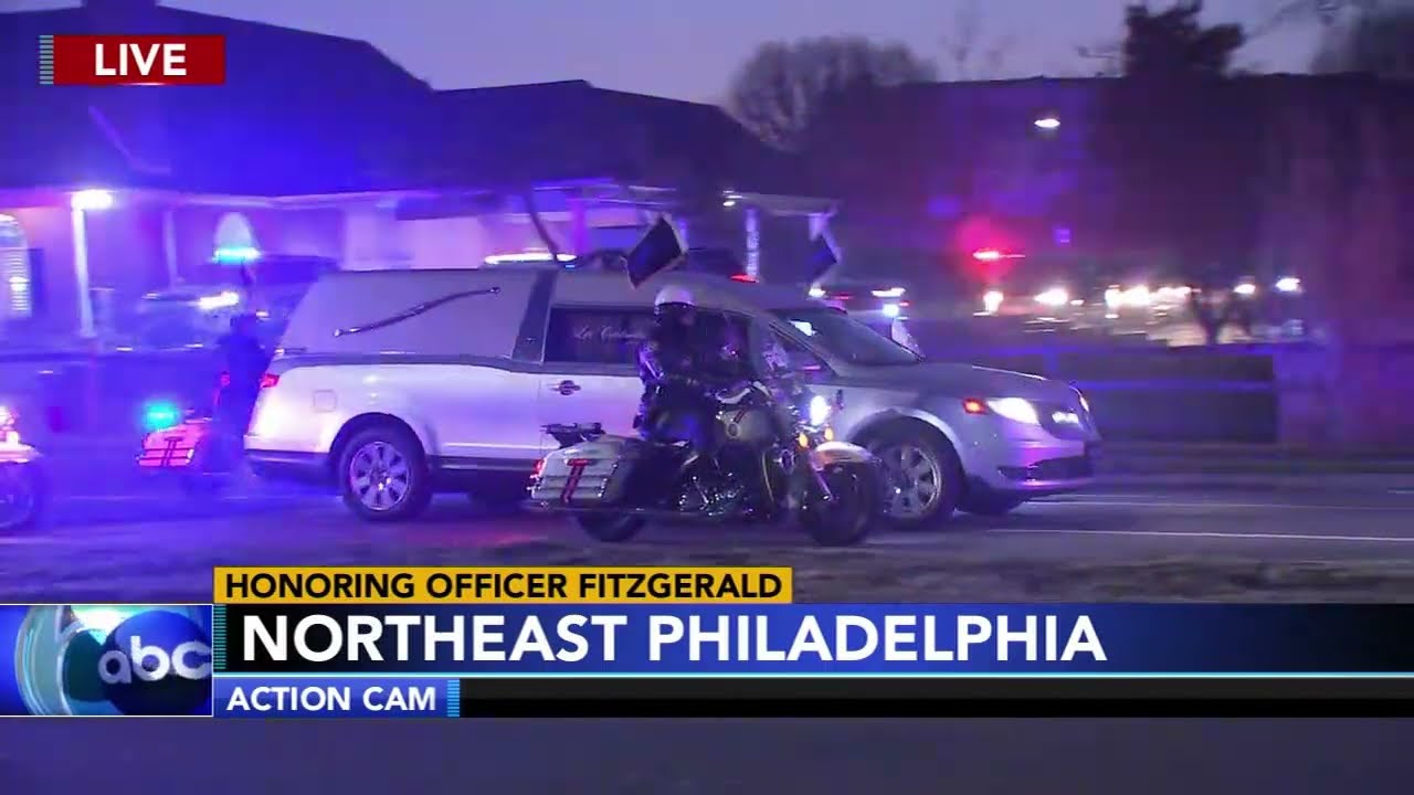 Funeral procession of fallen Temple University police officer Christopher Fitzgerald begins
