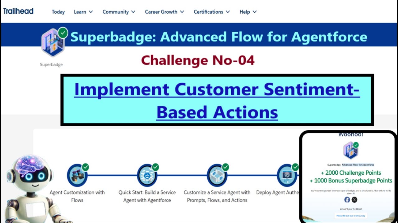 Implement Customer Sentiment-Based Actions || Superbadge: Advanced Flow for Agentforce