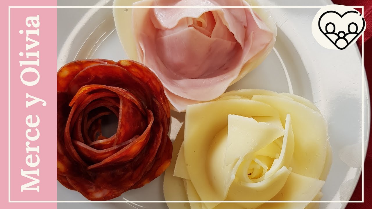 Decoración COMESTIBLE | ROSAS de Jamón, Queso y Chorizo | Flor de salami con copa
