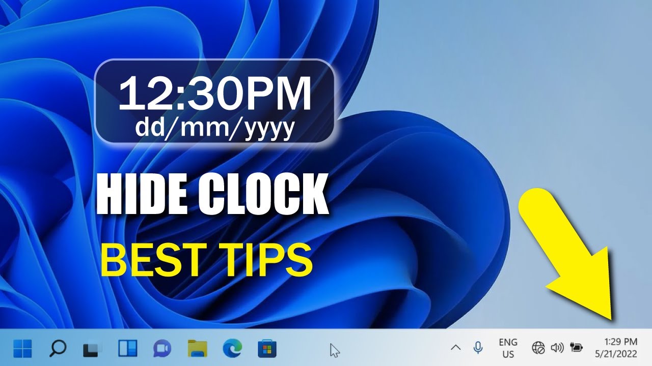 How to hide clock on windows 11 | Tutorials Home