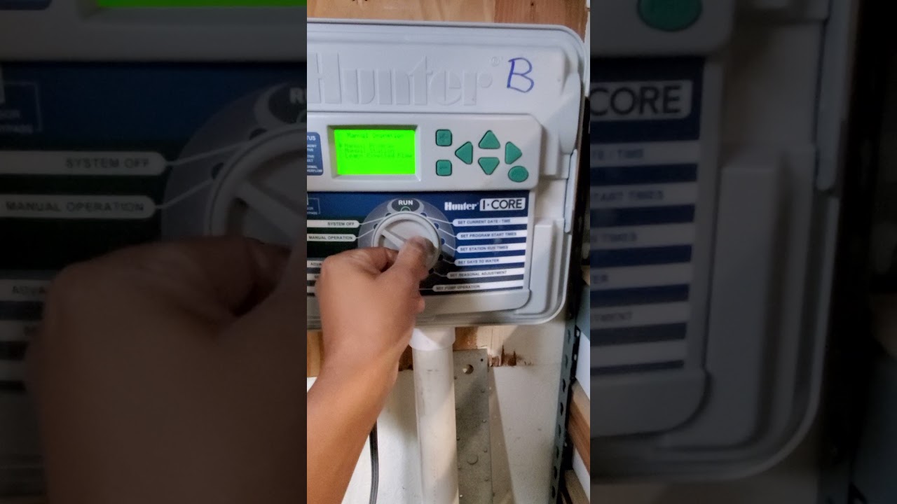 How to use Hunter irrigation Sprinkler system Model I Core Manually Run