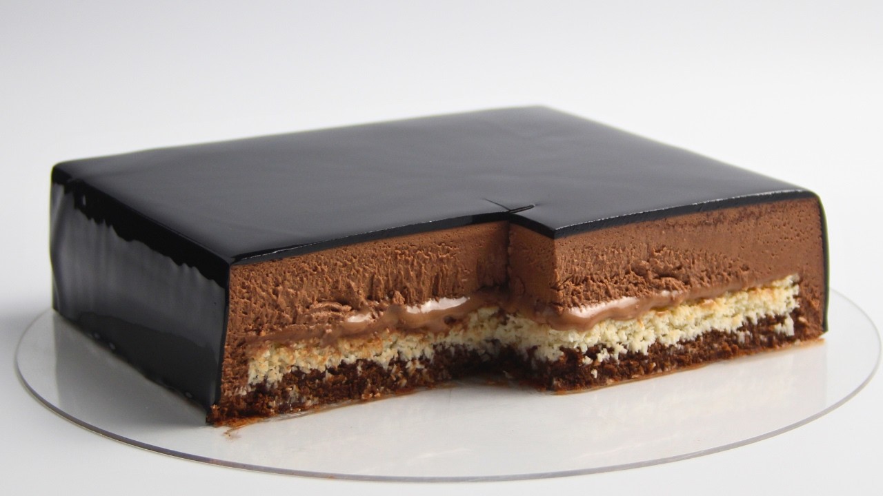 Chocolate & Coconut Bounty Mousse Cake — No Added Sugar Entremet Recipe