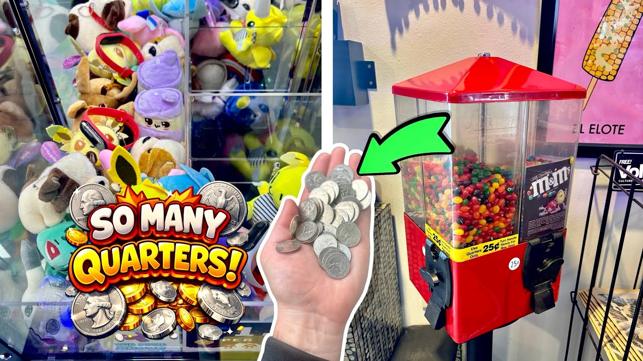 Collecting QUARTERS & CASH💰3 Vending Machines! Claw & Candy Machines