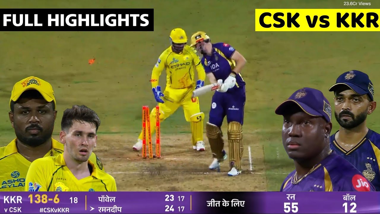 IPL 2026 CSK vs KKR 22th T20 Match Highlights &bull; Today Match Highlights &bull; Chennai v Kolkata Match