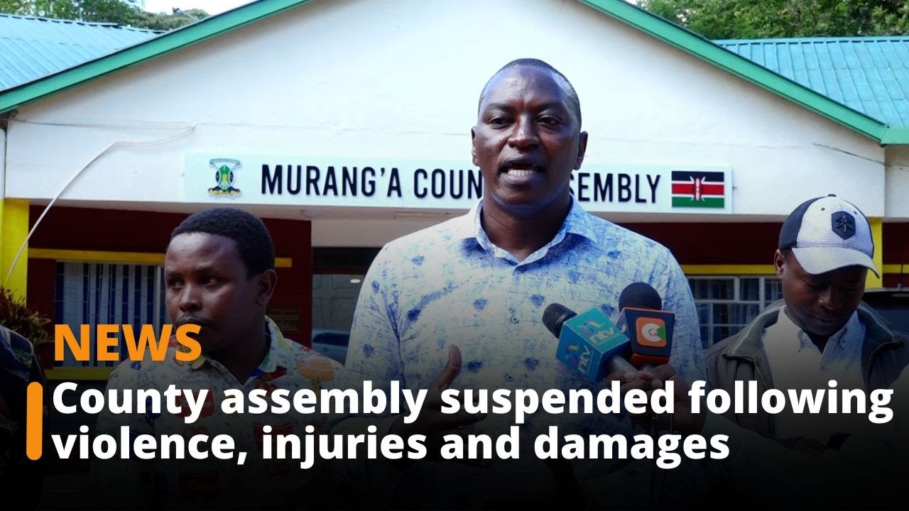 Murang'a County assembly activities suspended following violence and damage to furniture.