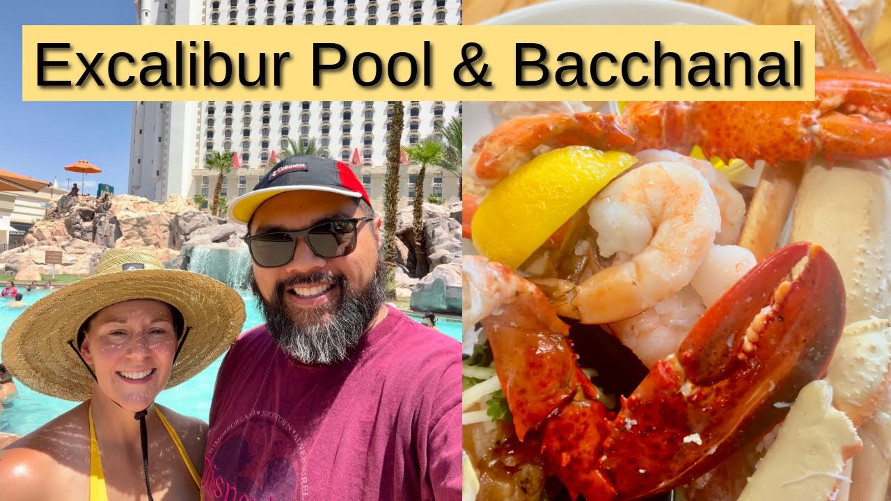 Family Day on the Las Vegas Strip. Excalibur pool and Midway, Dinner at Caesar’s Bacchanal