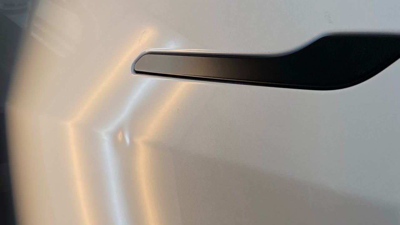Tesla model 3 Dent on body line How to PDR, how to remove door latch and secret access points