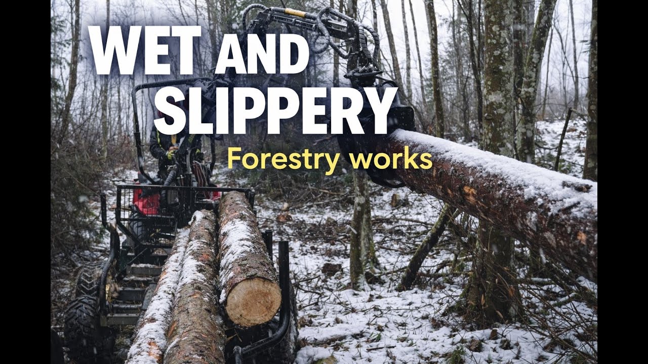Forestry works.  Very wet and slippery