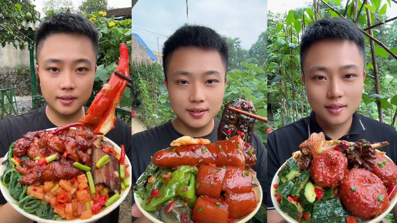 Yummy #49 Eat Meat 🍖🥓🫑🌶️🦑🍲, chicken 🍗🍗, Shrimp 🦐🦐.. #mukbang #eatingshow #yummy 