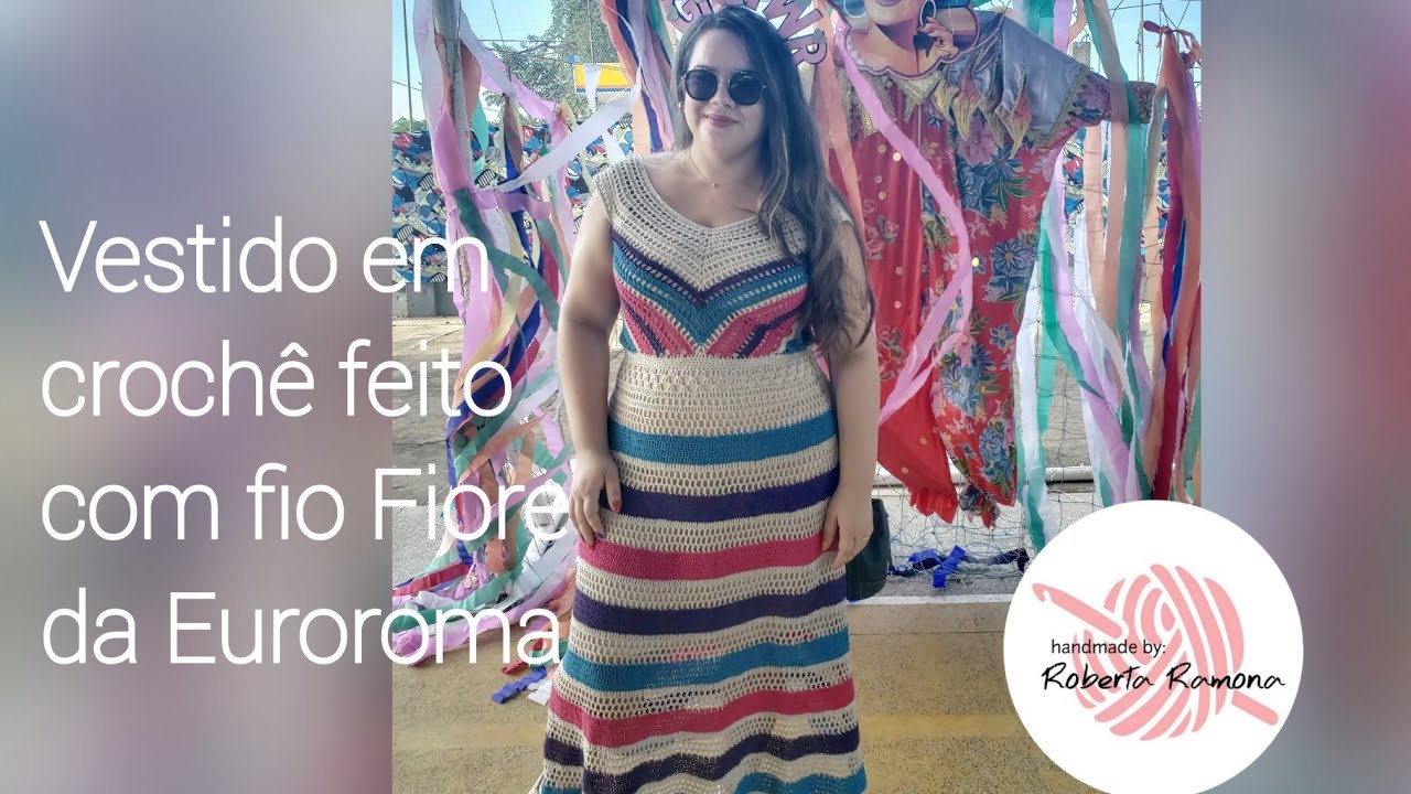 Vestido em crochê feito com fio Fiore da euroroma